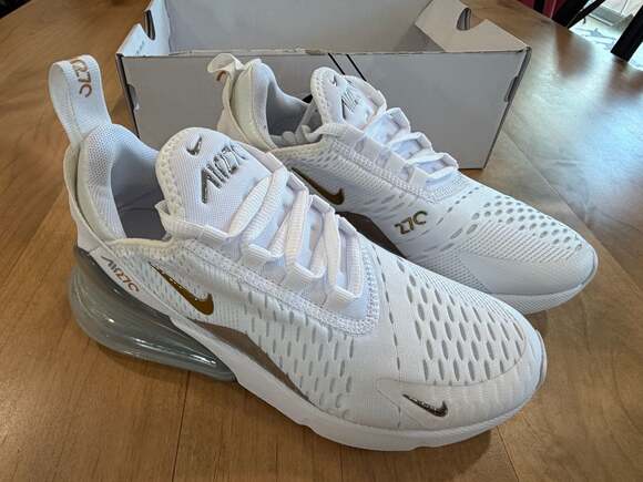 Nike Shoes - Nike Air Max 270 ESS White Metallic Gold Women's Sneakers DM3080-100